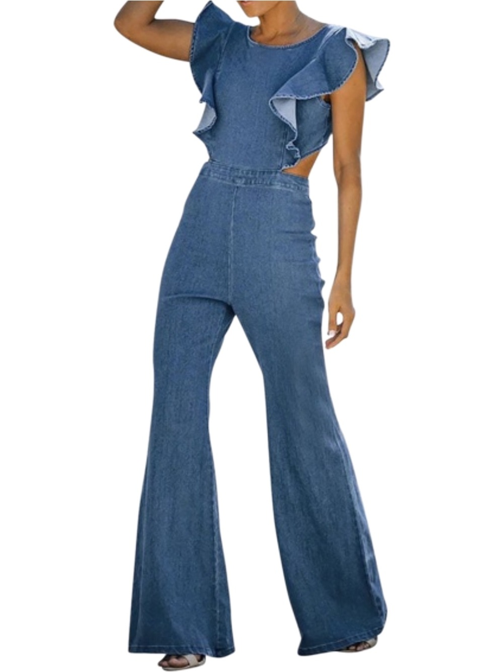 REVOLVE Talulah Flare Leg Denim Jumpsuit